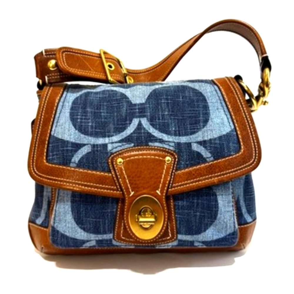Rare Coach Legacy 65th Anniversary Slim Turn Lock Shoulder Bag 10824 Blue Denim